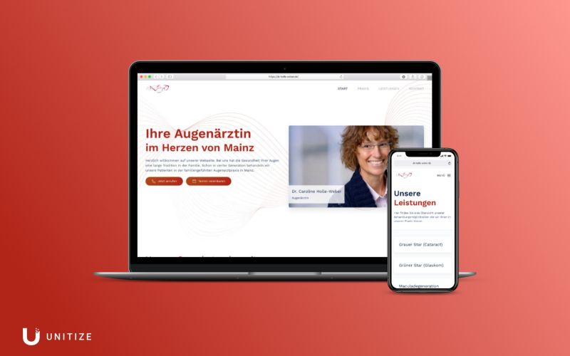 Mockup der Website von der Augenarztpraxis Dr. Holle-Weber