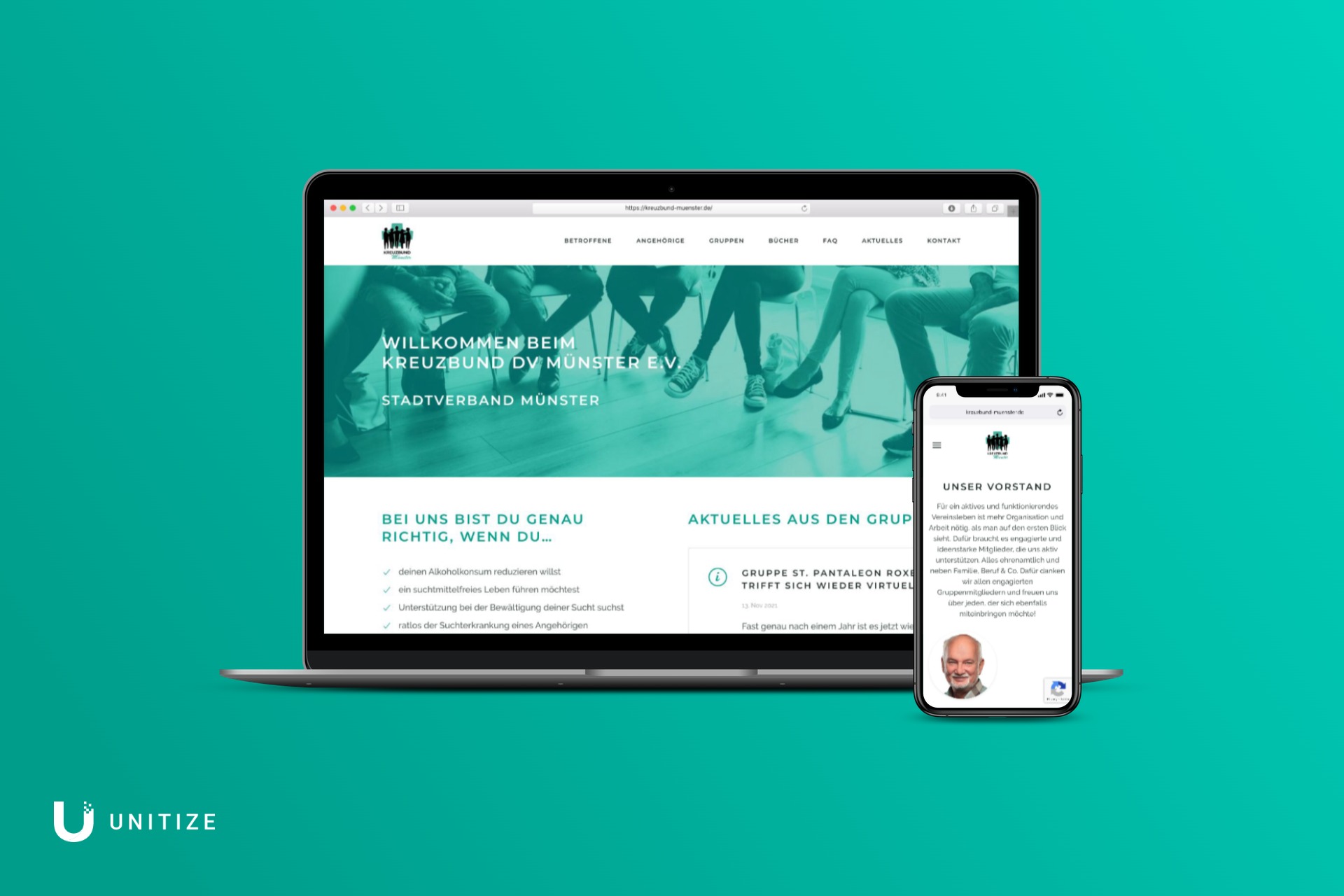 Mockup der Website von des Kreuzbund Münsters