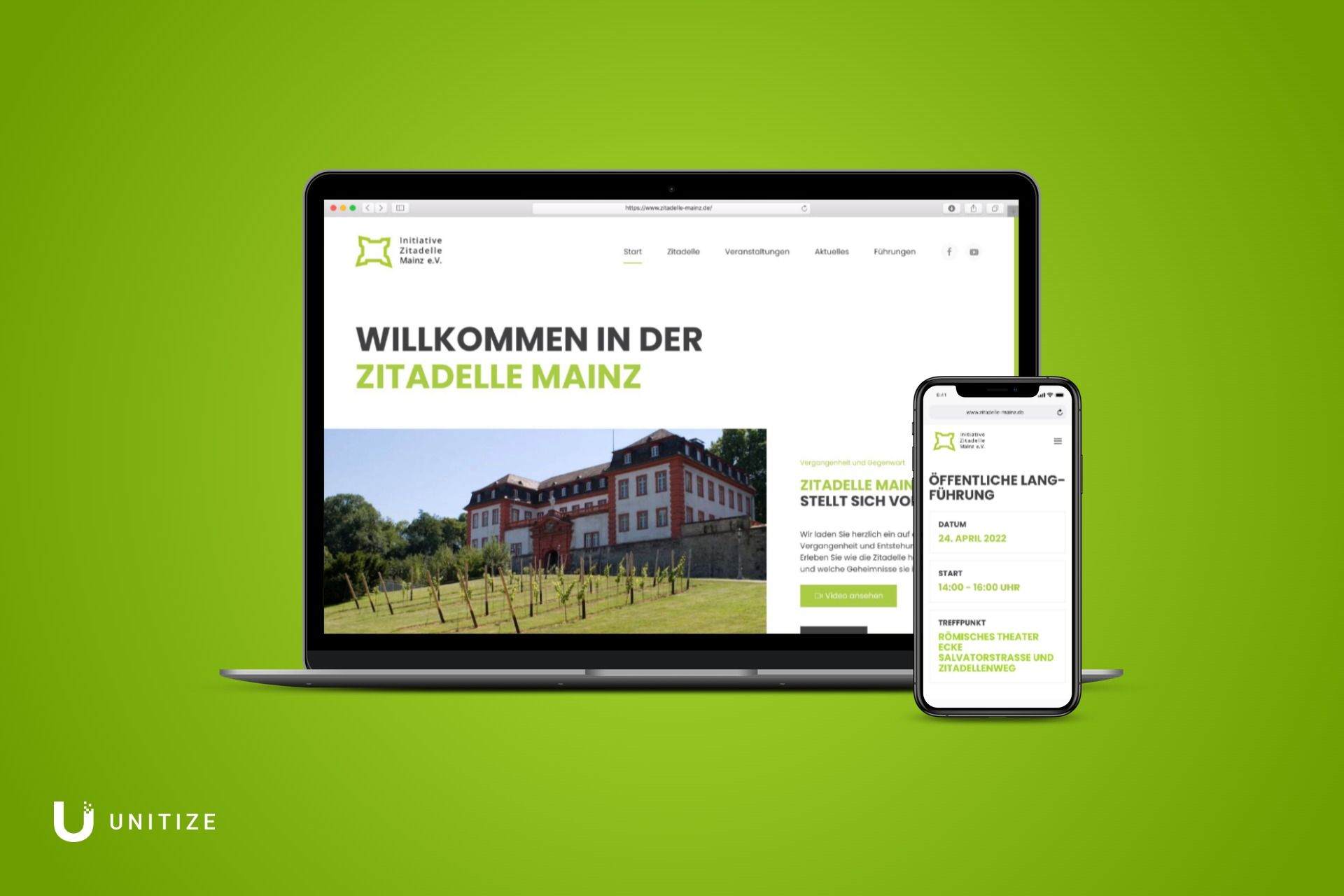 Mockup der Website von der Zitadelle Mainz e.V.