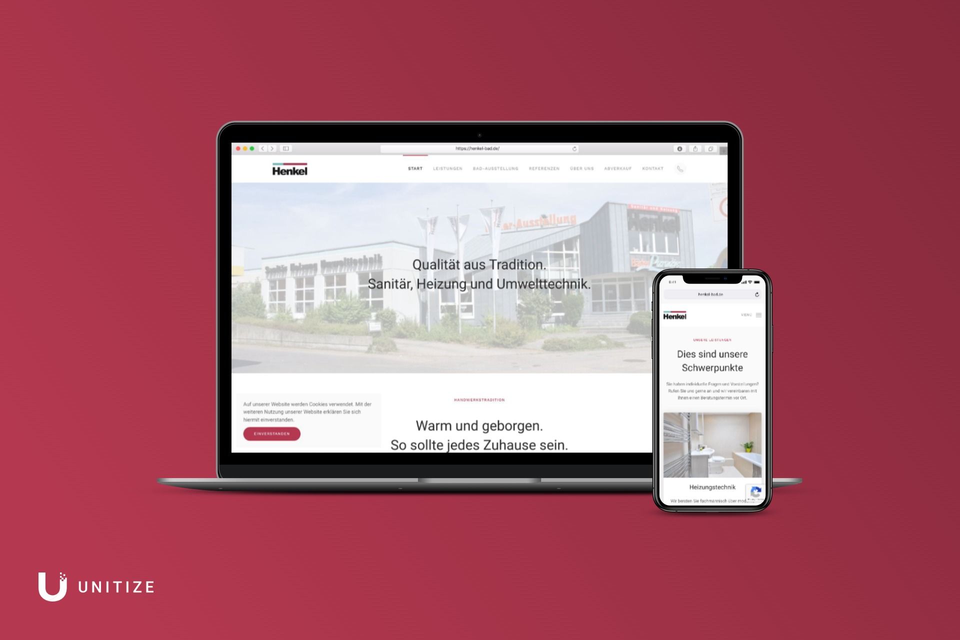 Mockup der Website von Henkel Bad Sanitärbetrieb