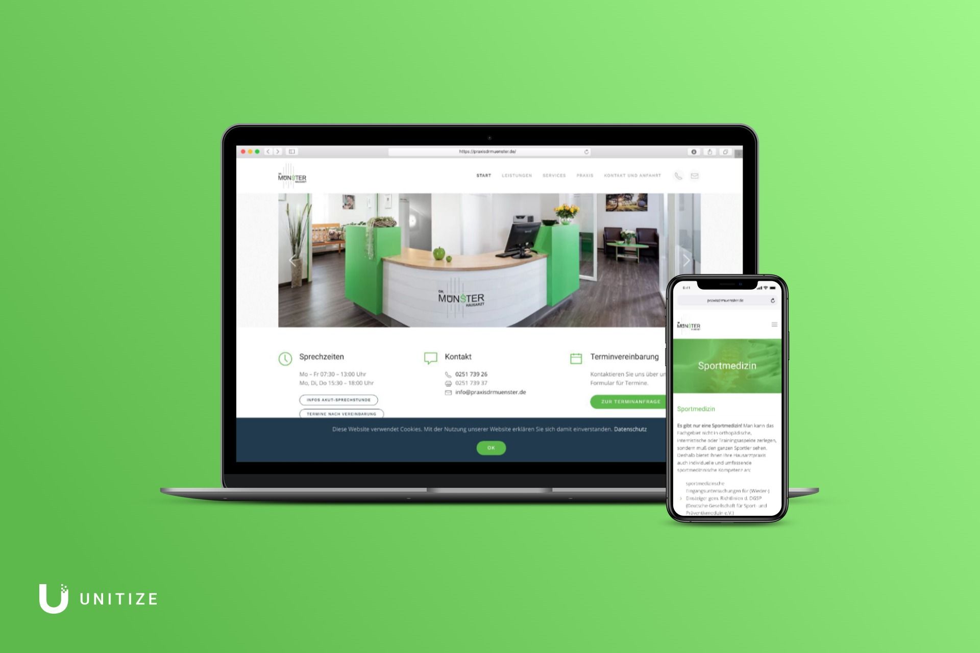 Mockup der Website von der Praxis Dr. Peter Münster