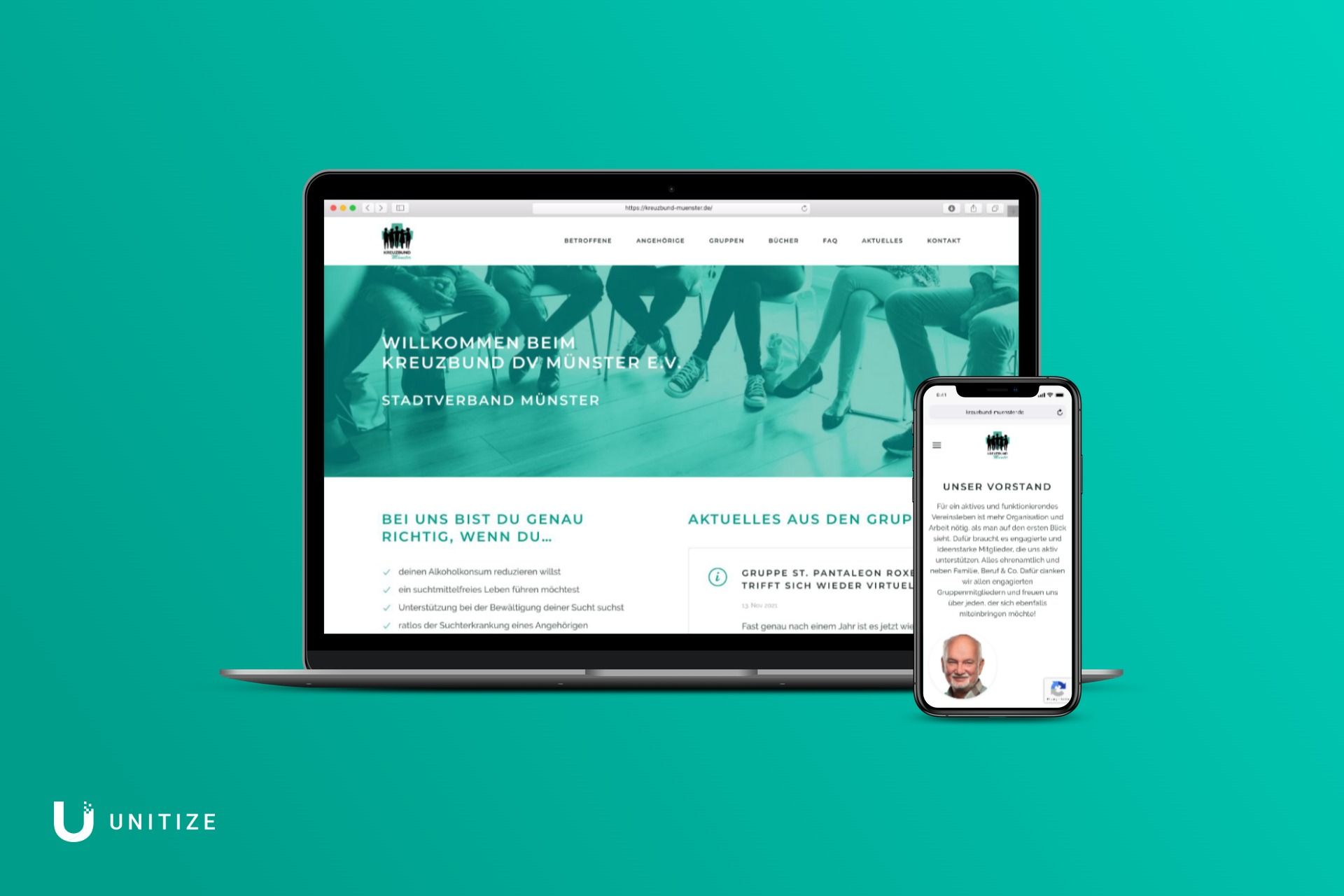 Mockup der Website von des Kreuzbund Münsters