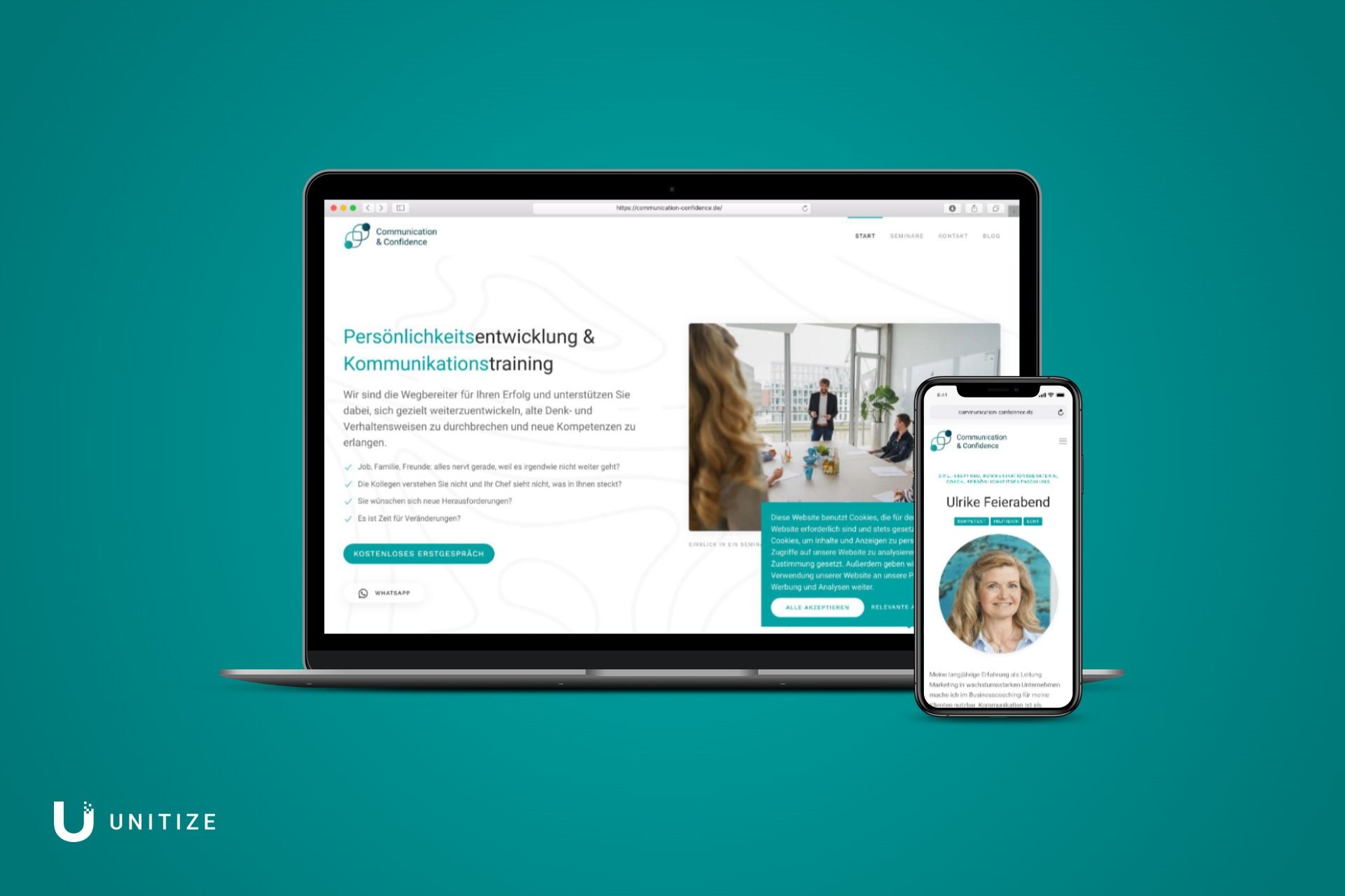 Mockup der Website von Communication and Confidence aus Münster